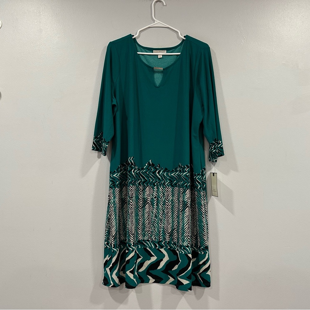 Dana Buchman Green Printed Sheath Dress 1X